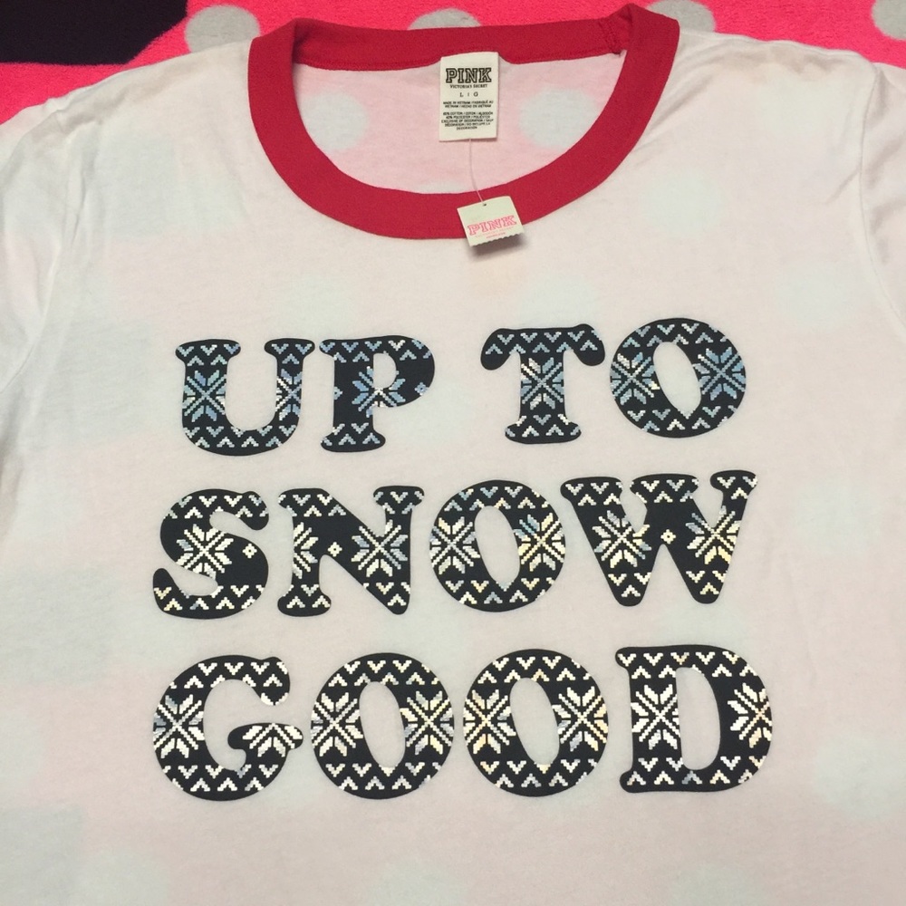 VS PINK Holiday Ringer Tee - Picture 2 of 2